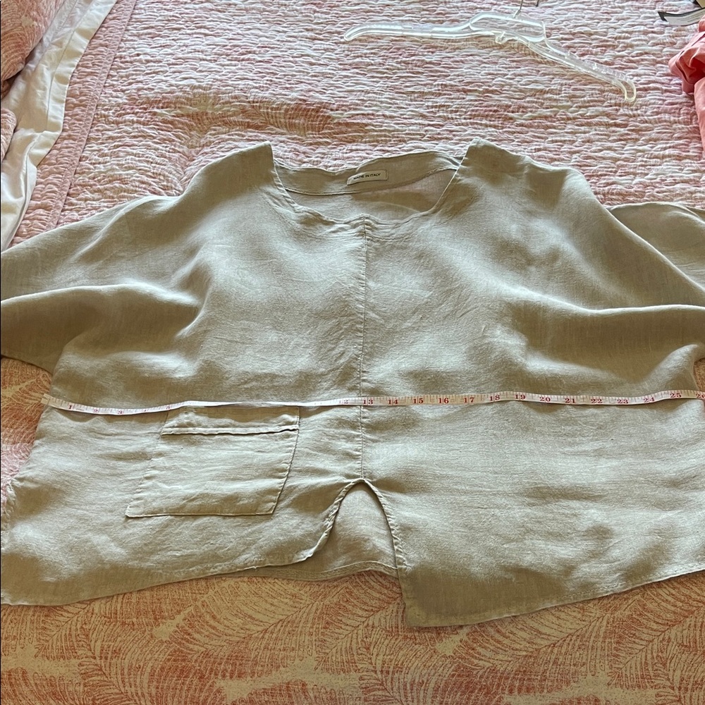 Casual Beige Linen Tunic Top - Picture 5 of 6